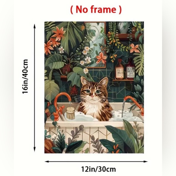 Canvas print of cat in bathroom art decor - Picture 4 of 4